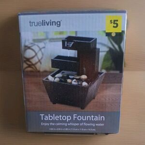 Trueliving Tabletop Water Fountain 3-Tier Calming Flowing Water NEW In Box Decor